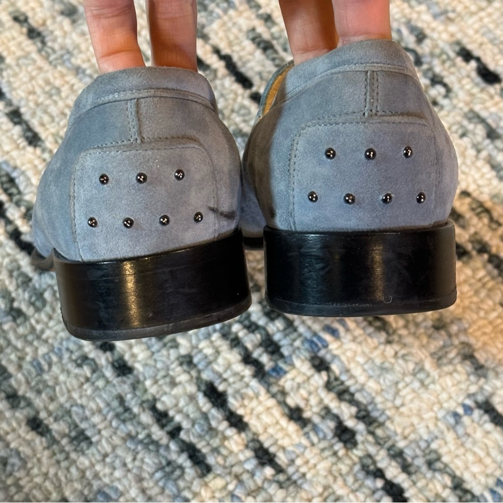 Tod’s Baby Powder Blue Suede Loafer Shoes, Size 10 - Picture 4 of 16